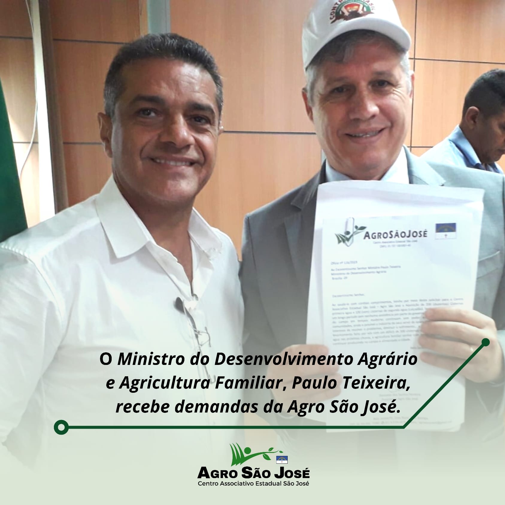 Belo Jardim: Donizete Santos presidente do centro Associativo Estadual São José,viajou a Brasília em busca de recursos para fortalecer a Agricultura Familiar