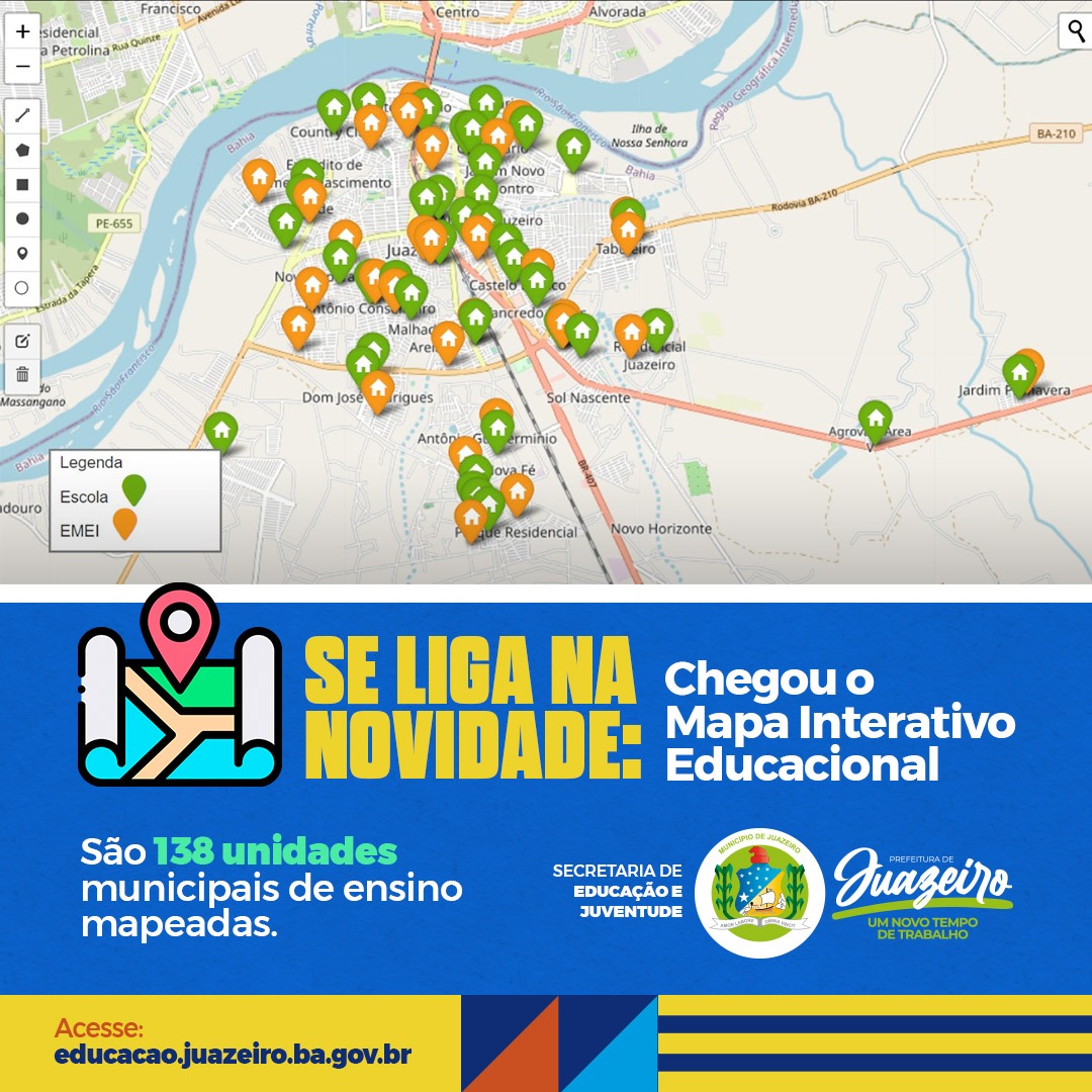 Pioneirismo: Educação de Juazeiro desenvolve mapa interativo e viabiliza localização precisa das escolas municipais