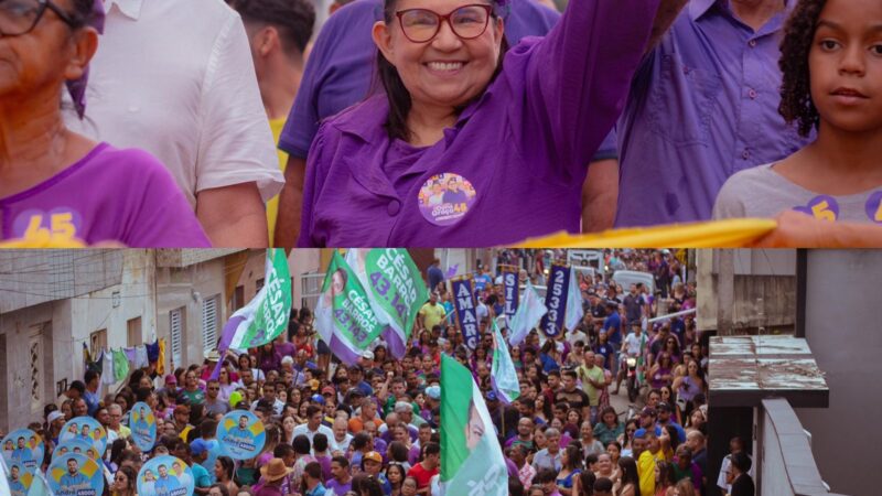 Dona graça e Rinaldo arrastam multidão em sua primeira passeata.