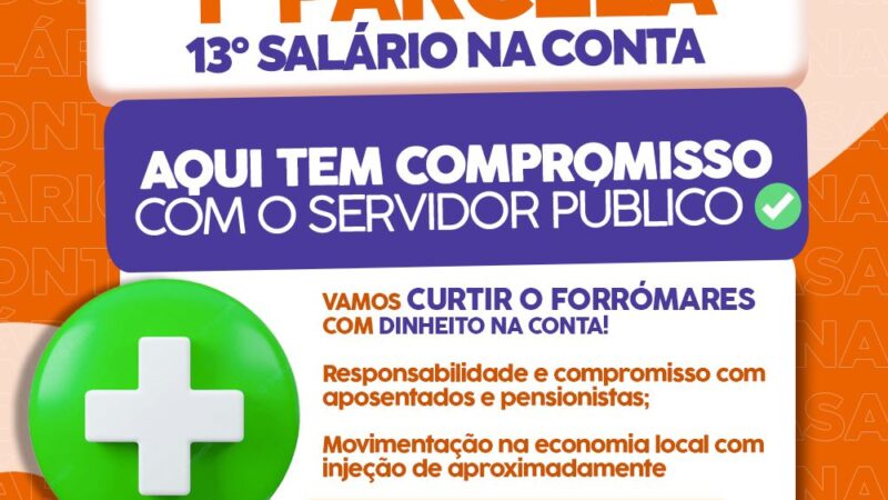 Prefeito Junior de Beto paga a primeira parcela do 13° salário e movimenta 4,5 milhões de reais na economia de Palmares