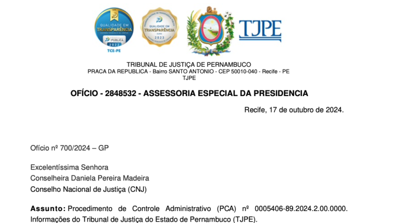 TJPE responde ao CNJ que OAB-PE foi consultada sobre diretorias cíveis remotas