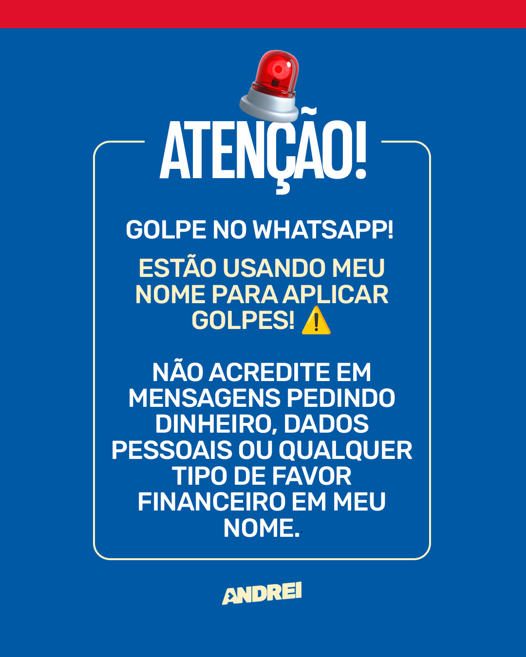 Prefeito eleito de Juazeiro, Andrei Gonçalves, alerta sobre golpe aplicado em seu nome no WhatsApp