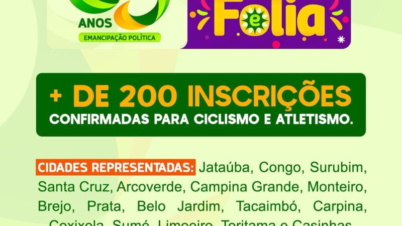 02 de março: Em Jataúba ciclismo e atletismo contam com mais de 200 inscritos e 17 cidades representadas