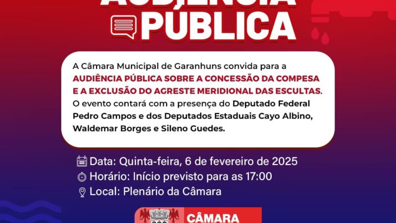 Audiência Pública em Garanhuns: A Concessão da COMPESA em Debate e a exclusão do Agreste Meridional nas escutas.