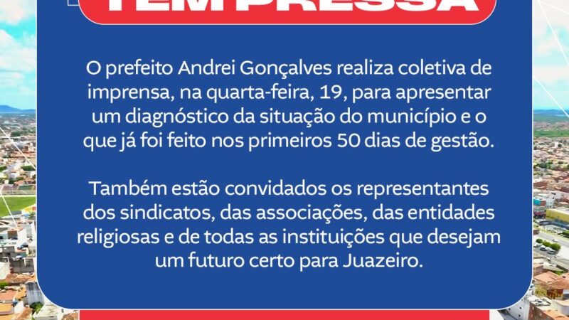 Prefeito de Juazeiro apresenta balanço dos primeiros 50 dias de gestão em coletiva de imprensa