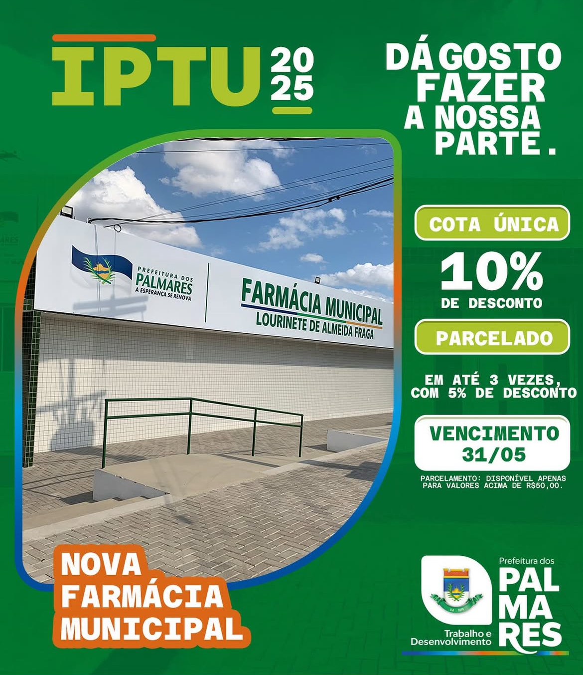 PALMARES: IPTU 2025 é muito bem aplicado nas ações da prefeitura