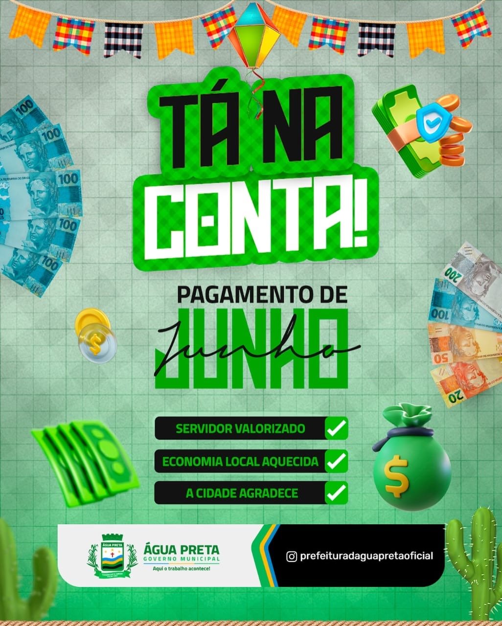 Tá na Conta!  prefeito Miruca antecipa e paga salário dos servidores da Água Preta
