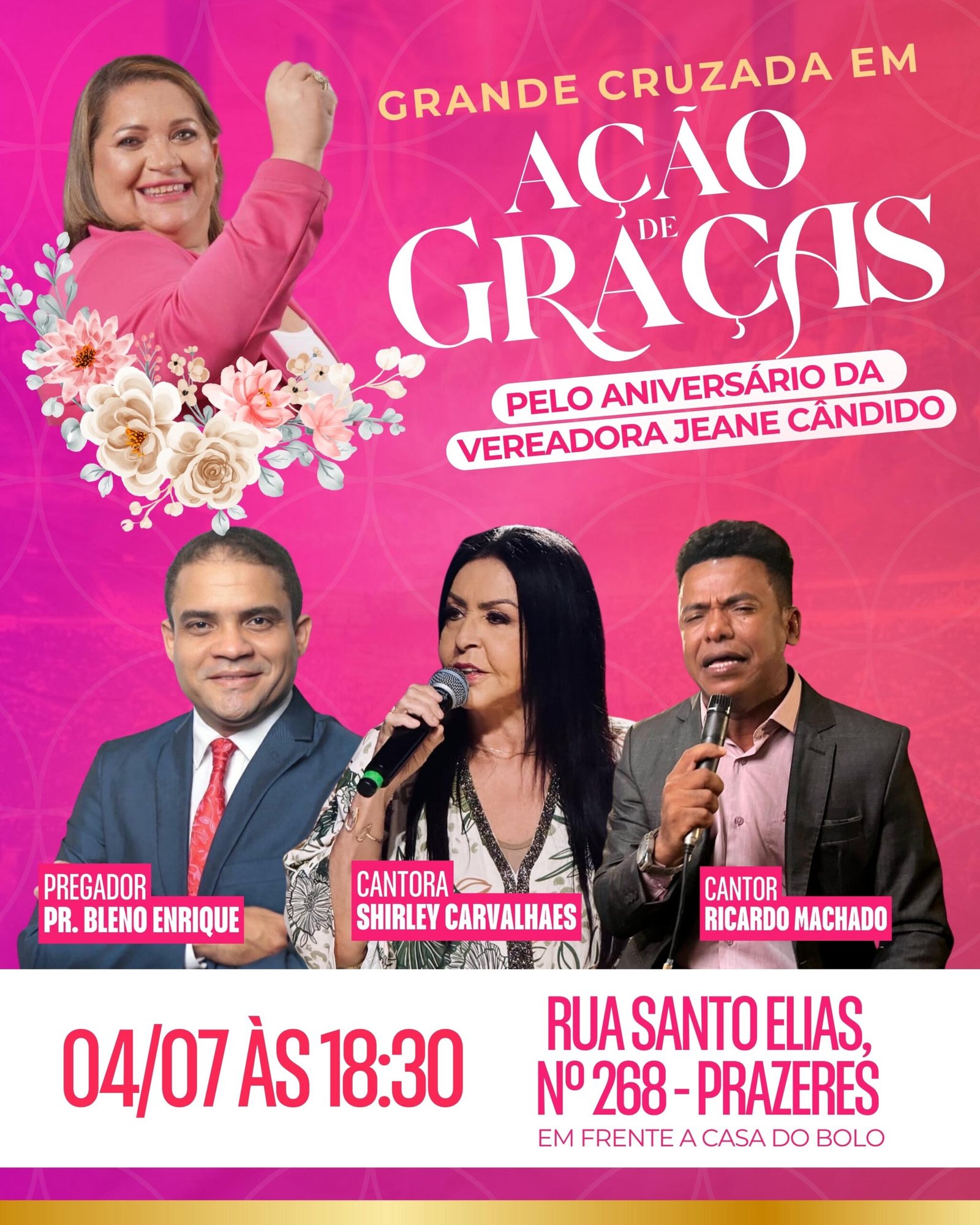 Vamos juntos celebrar o culto de ação de graças pela vida da vereadora Jeane Cândido.