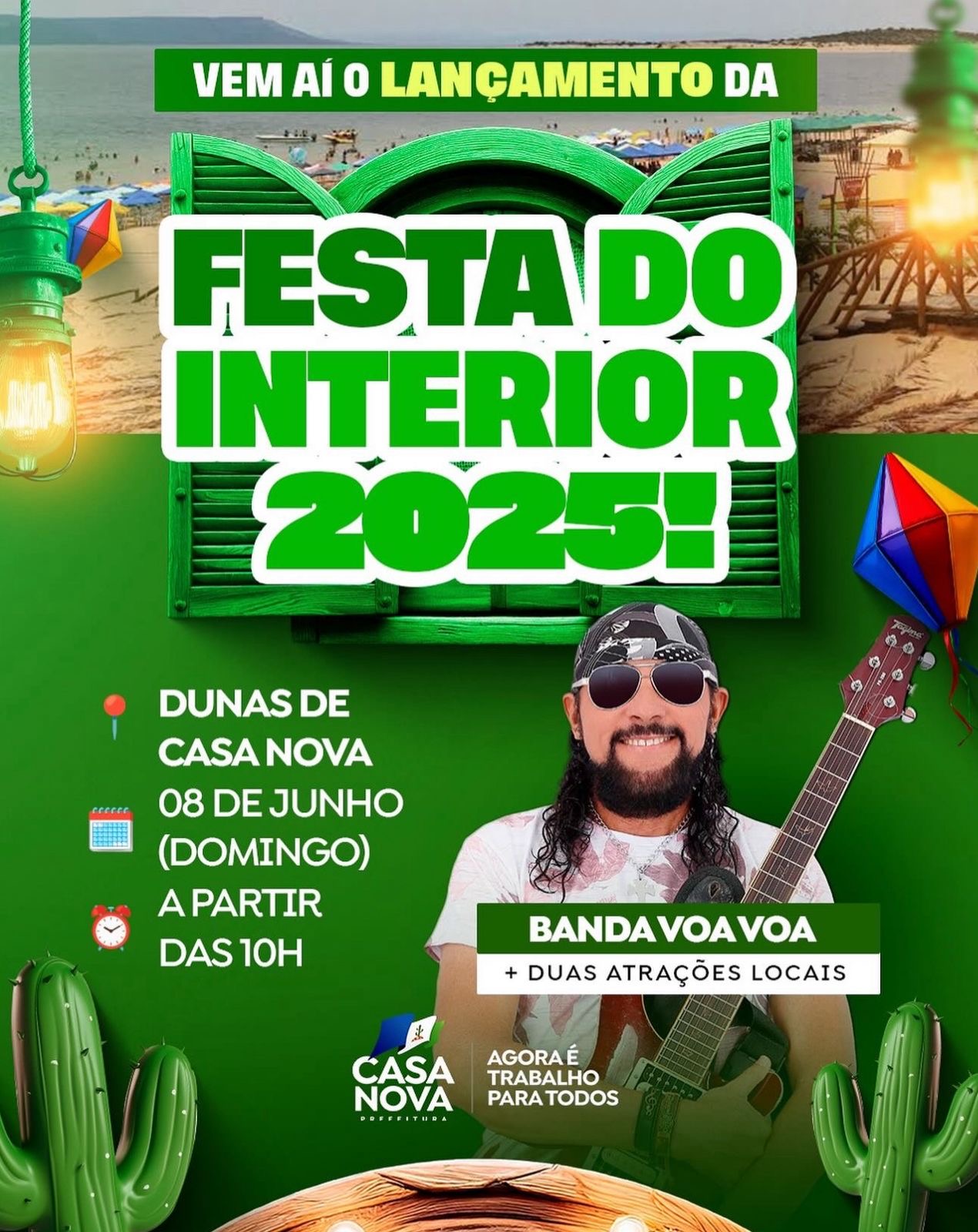 Prefeitura de Casa Nova realiza lançamento oficial da Festa do Interior 2025 neste domingo (08), nas Dunas