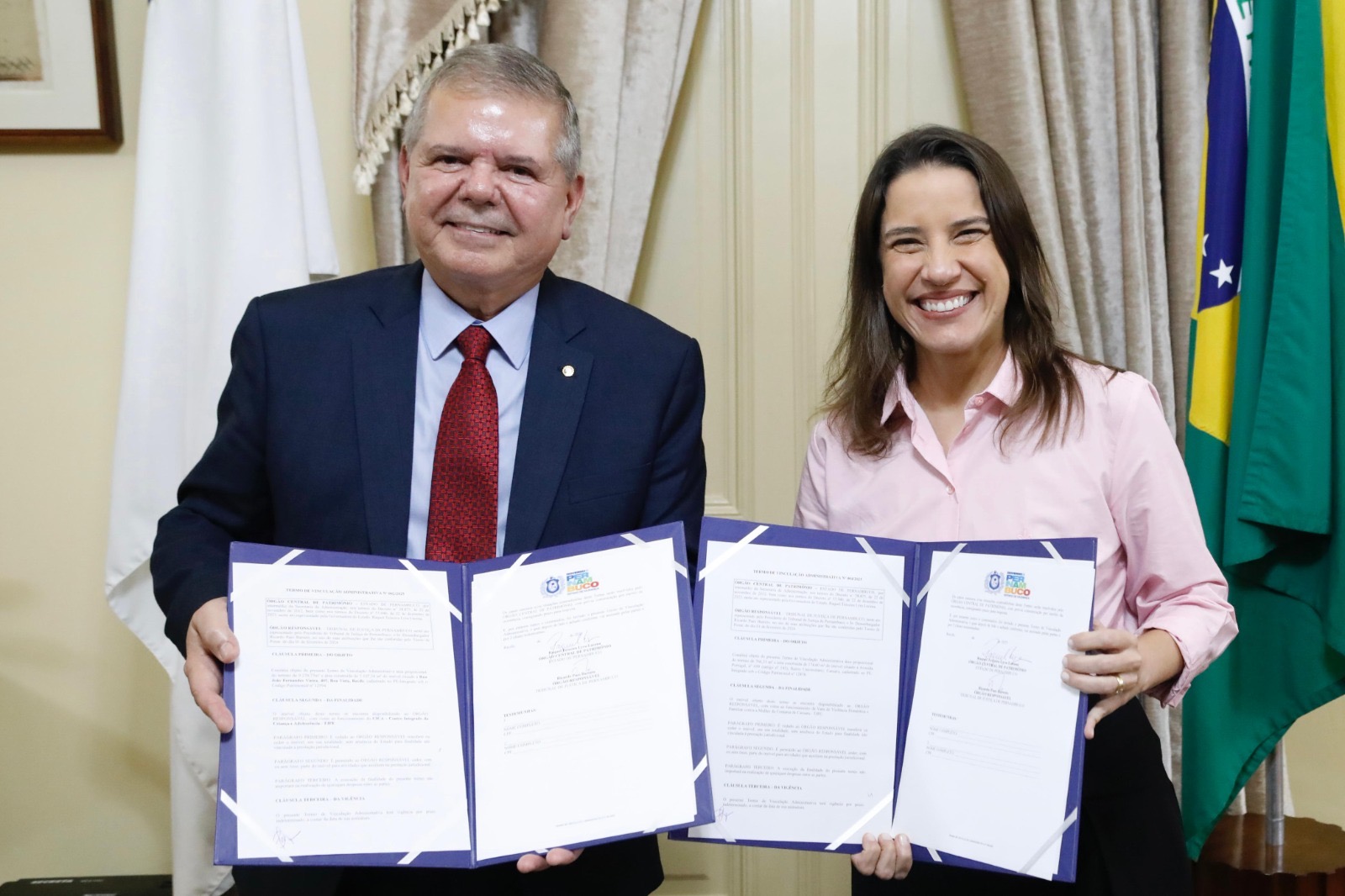 Governadora Raquel Lyra firma parceria com o TJPE para formalizar uso de imóveis à instituição judiciária