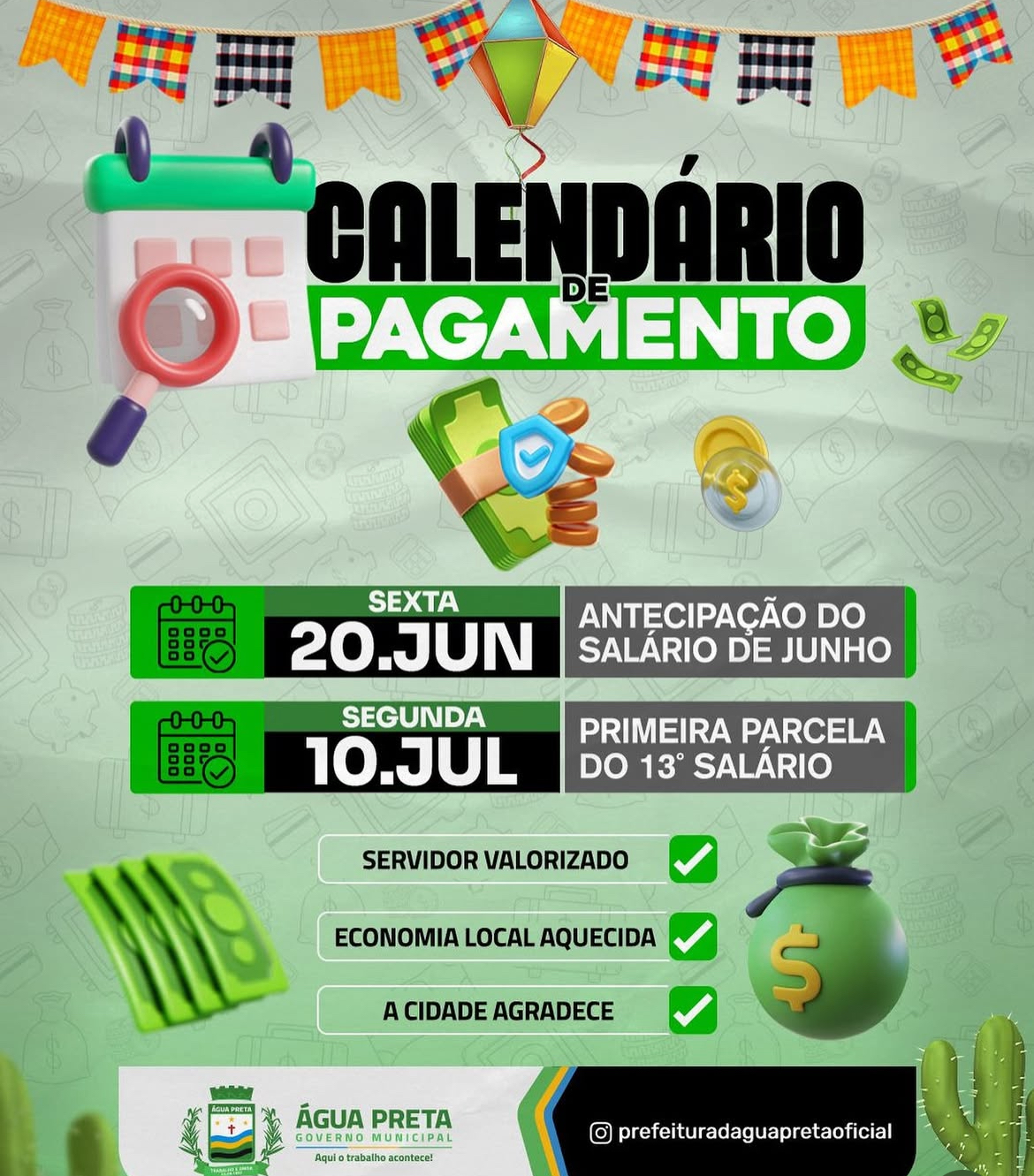 Prefeitura da Água Preta antecipa salário de Junho dos servidores públicos no próximo dia (20).