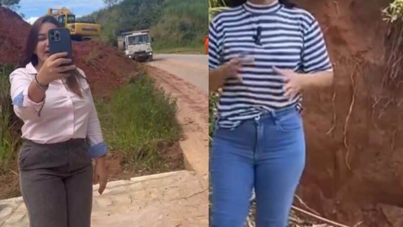 Enquanto a Toca da Onça em Jaqueira está com crateras a prefeita da mídia faz vídeo na beira da estrada onde não é de competência da mesma