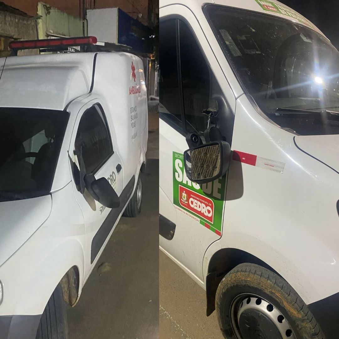 Ambulâncias são vandalizadas em frente à Casa de Saúde de Cedro