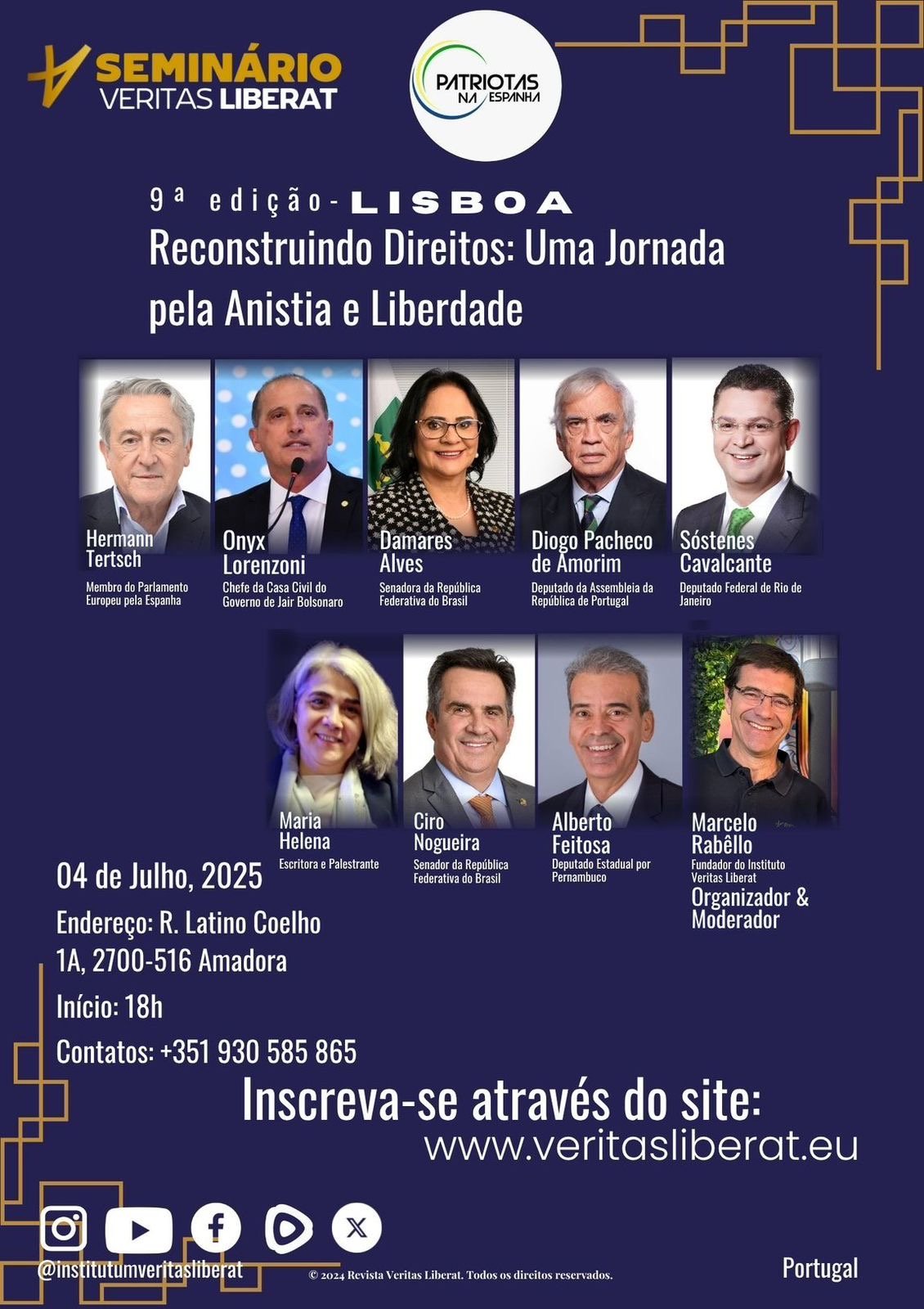 Feitosa é palestrante no Seminário Veritas Liberat em Lisboa e Madrid