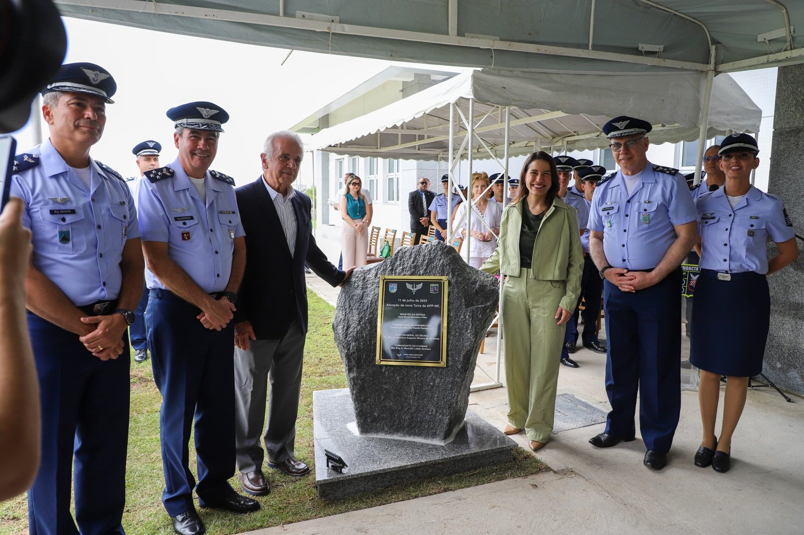 Governadora Raquel Lyra participa da inauguração da Torre de Controle da Base Aérea do Recife, ao lado do ministro José Múcio