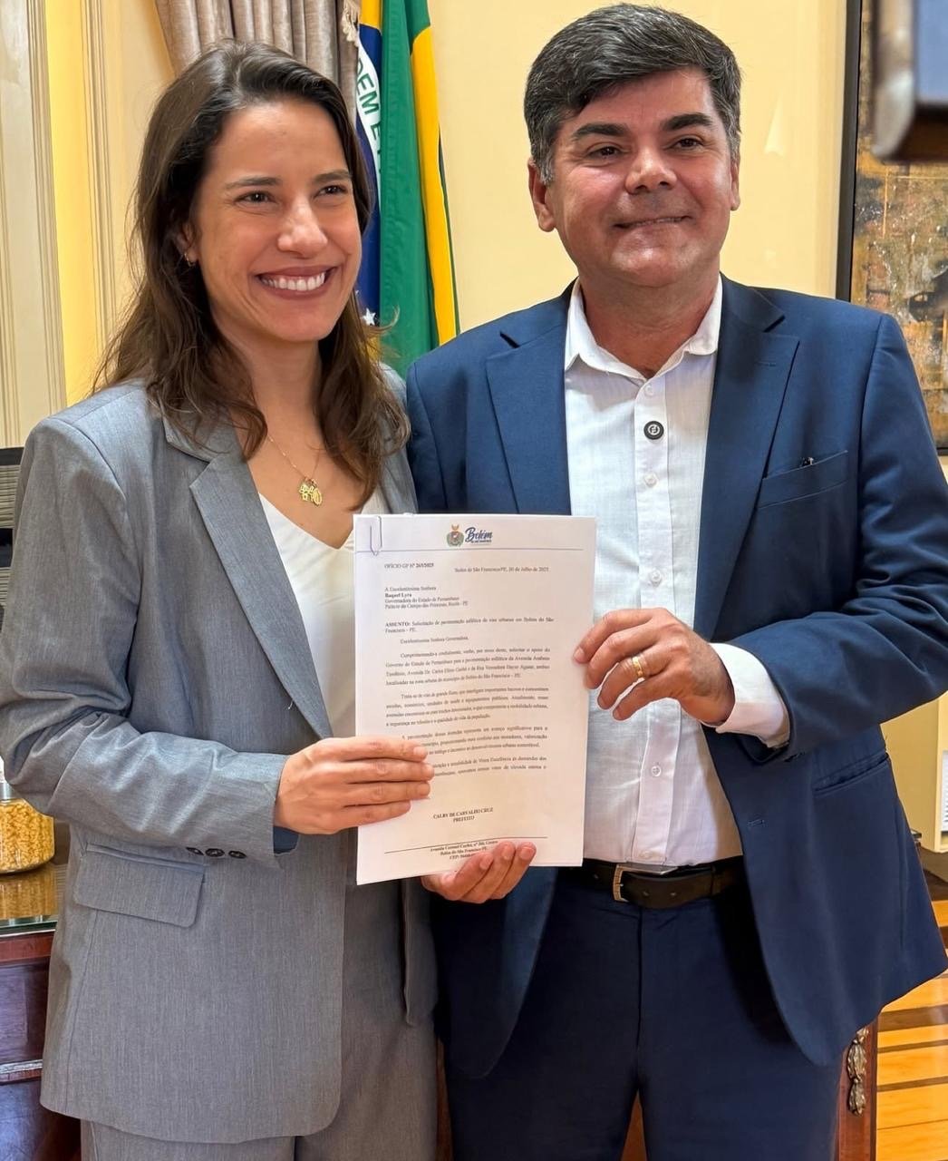 Prefeito Calby se encontra com Raquel Lyra e solicita recursos para a pavimentação de vias urbanas em Belém do São Francisco