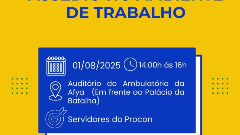 Jaboatão promove palestra sobre assédio no ambiente de trabalho para servidores do Procon