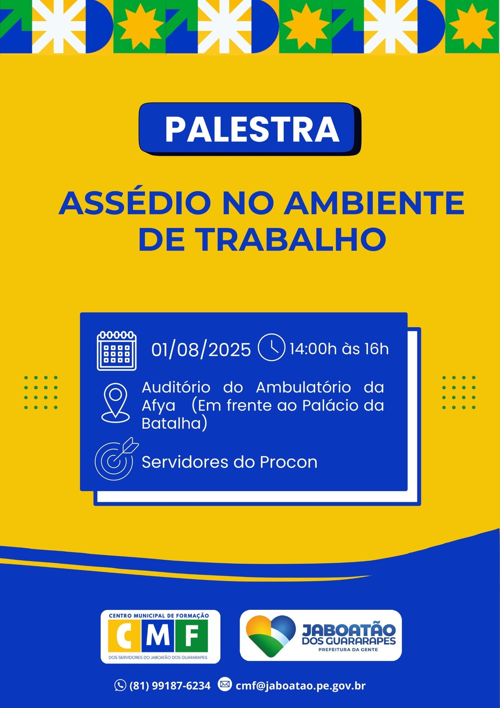 Jaboatão promove palestra sobre assédio no ambiente de trabalho para servidores do Procon