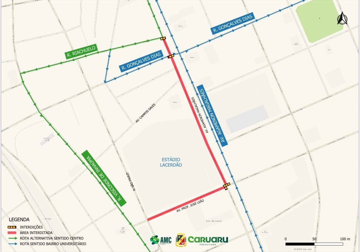 Ruas serão interditadas por causa do jogo Central x Lagarto/SE, pelo Campeonato Brasileiro da Série D