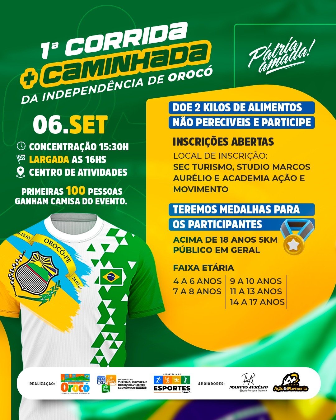 Orocó realizará a 1ª Corrida e Caminhada da Independência