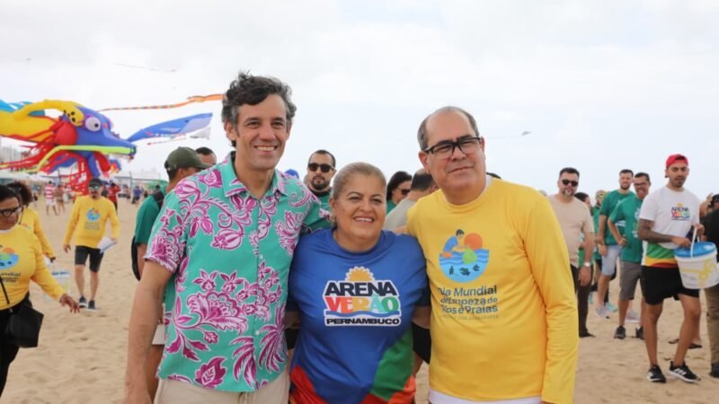 Mano e Andréa Medeiros participaram de Lazer sem Barreiras, Caravana Jaboatão da Gente e Limpeza de Rios e Praias na Arena Verão na praia de Piedade neste sábado