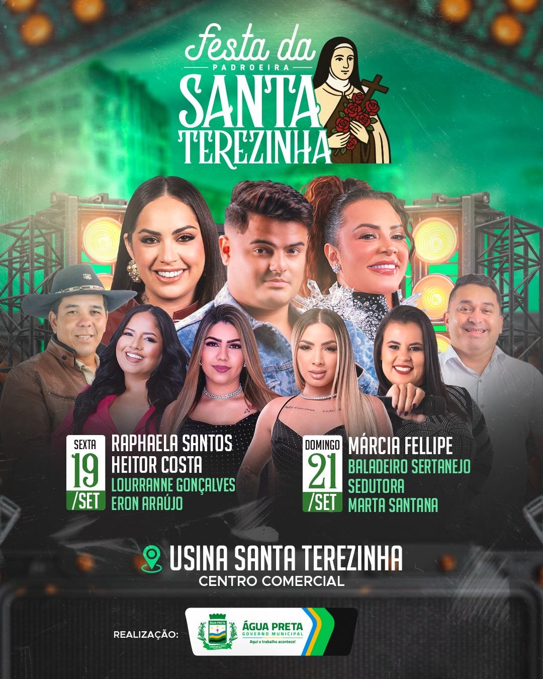 Prefeitura da Água Preta convida a todos para Festa da Padroeira de Santa Terezinha 2025 com atrações nacionais e locais