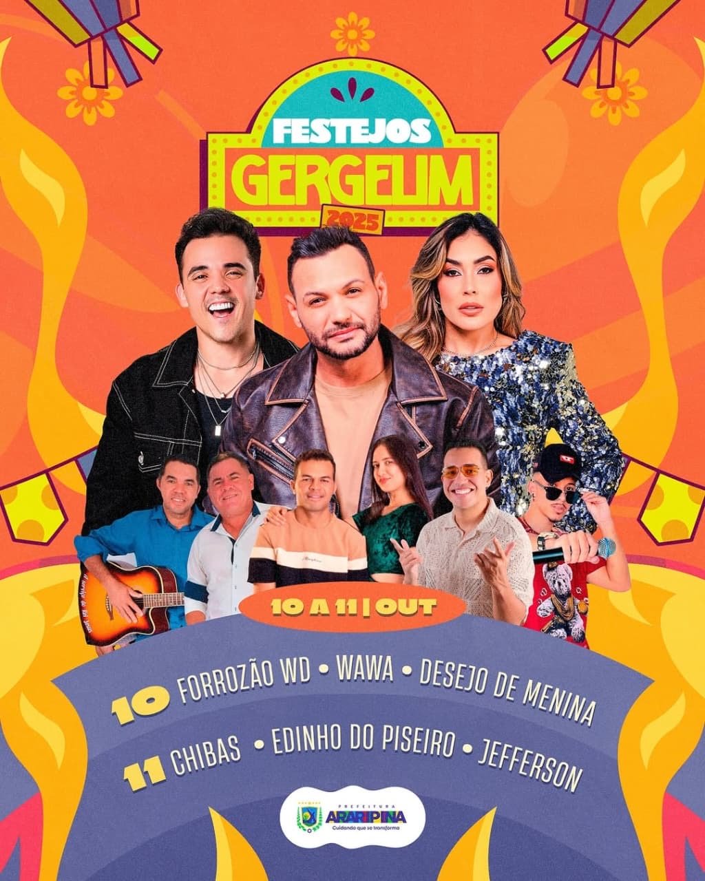 Prefeitura de Araripina anuncia programação dos Festejos de Gergelim 2025 com grandes atrações musicais