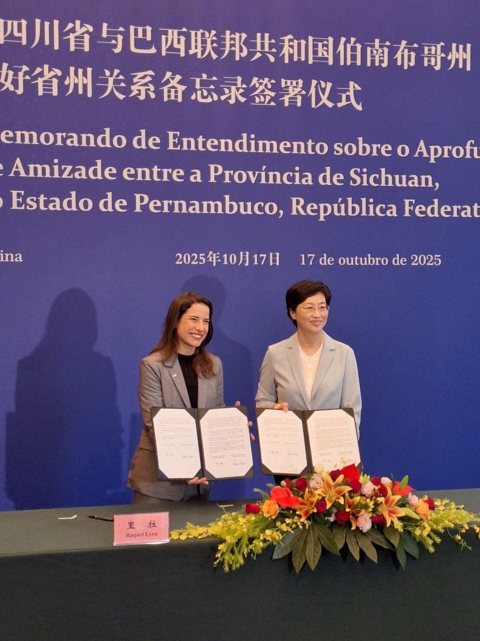 Em encontro com governadora de Sichuan, Raquel Lyra anuncia edital de seleção de bolsistas pernambucanos para universidades chinesas