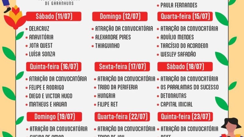 FIG 2026: Prefeitura de Garanhuns divulga grade nacional da Praça Mestre Dominguinhos