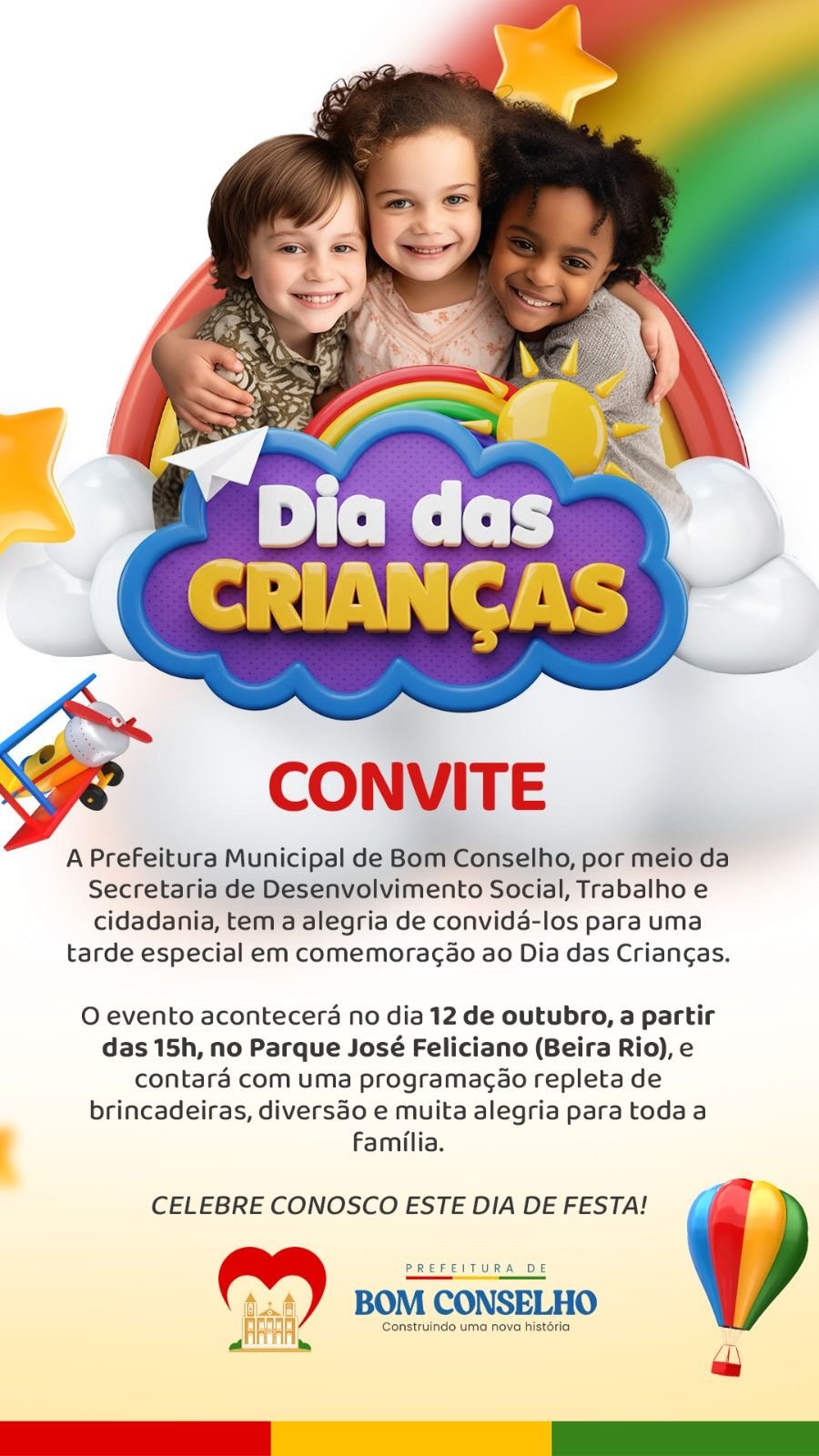 Prefeitura de Bom Conselho promove comemoração em homenagem ao Dia das Crianças