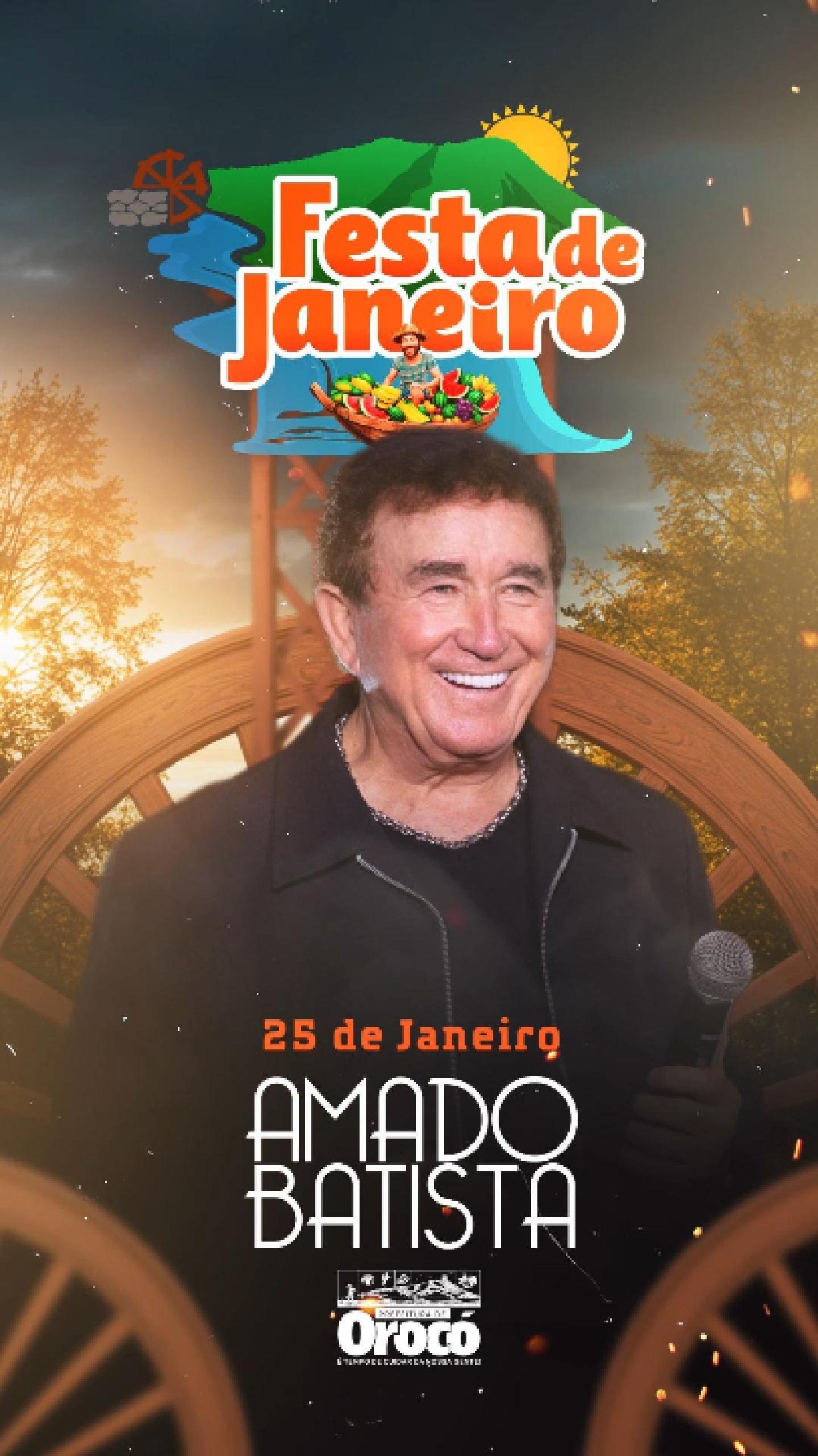 Prefeito Ismael Lira anuncia mais uma grande atração da Festa de Janeiro 2026: Amado Batista se apresenta dia 25