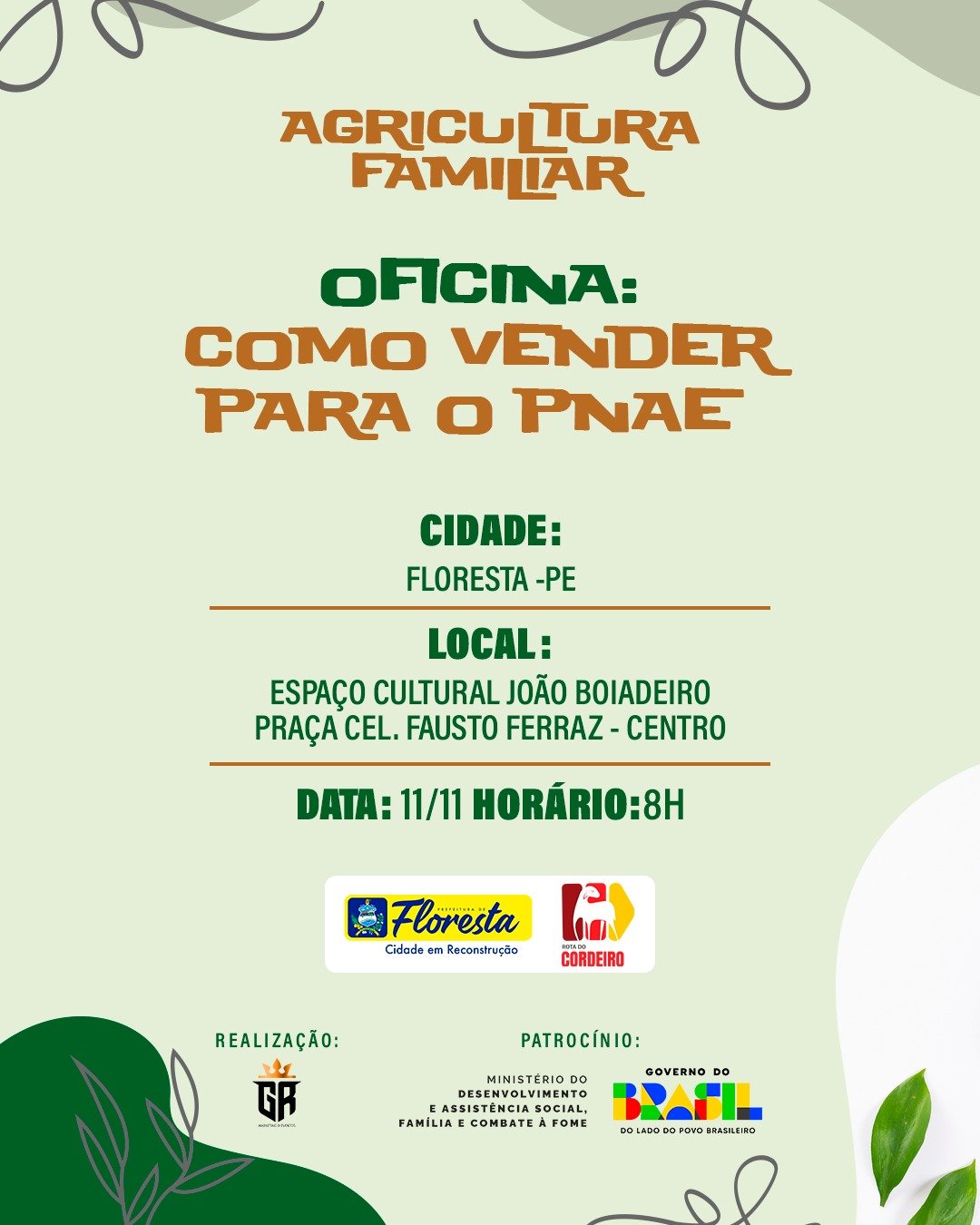 Dia (11) de novembro, GR Marketing e prefeitura de Floresta promovem evento para impulsionar a agricultura familiar no município