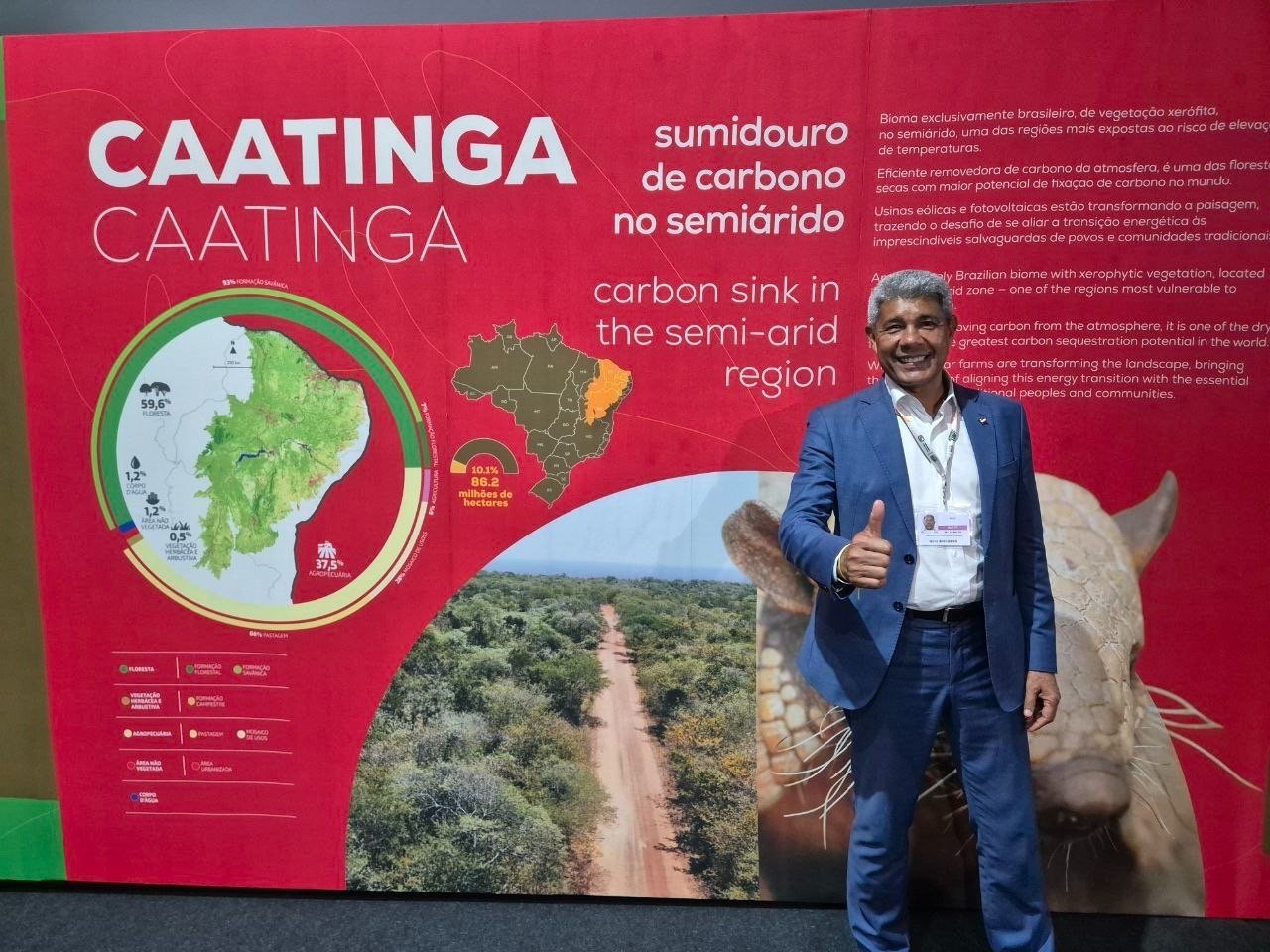 Jerônimo apresenta experiências da Bahia em transição energética e articula parcerias na COP30