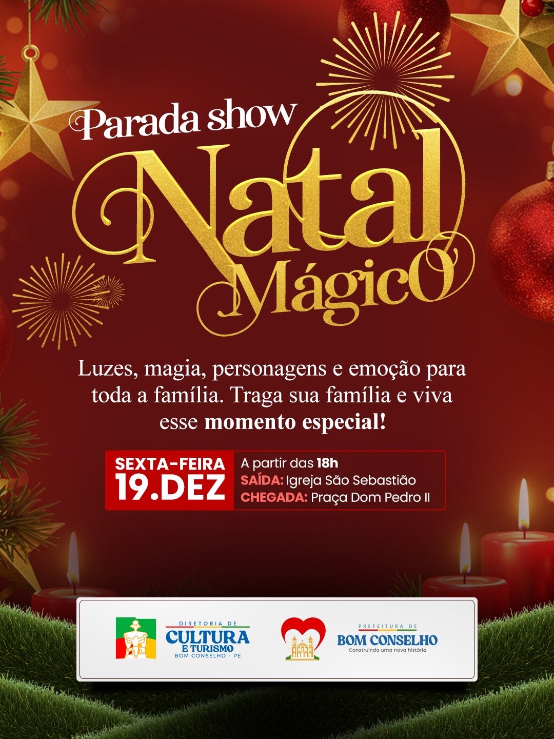 Parada Show Natal Mágico promete encantar Bom Conselho nesta sexta-feira 