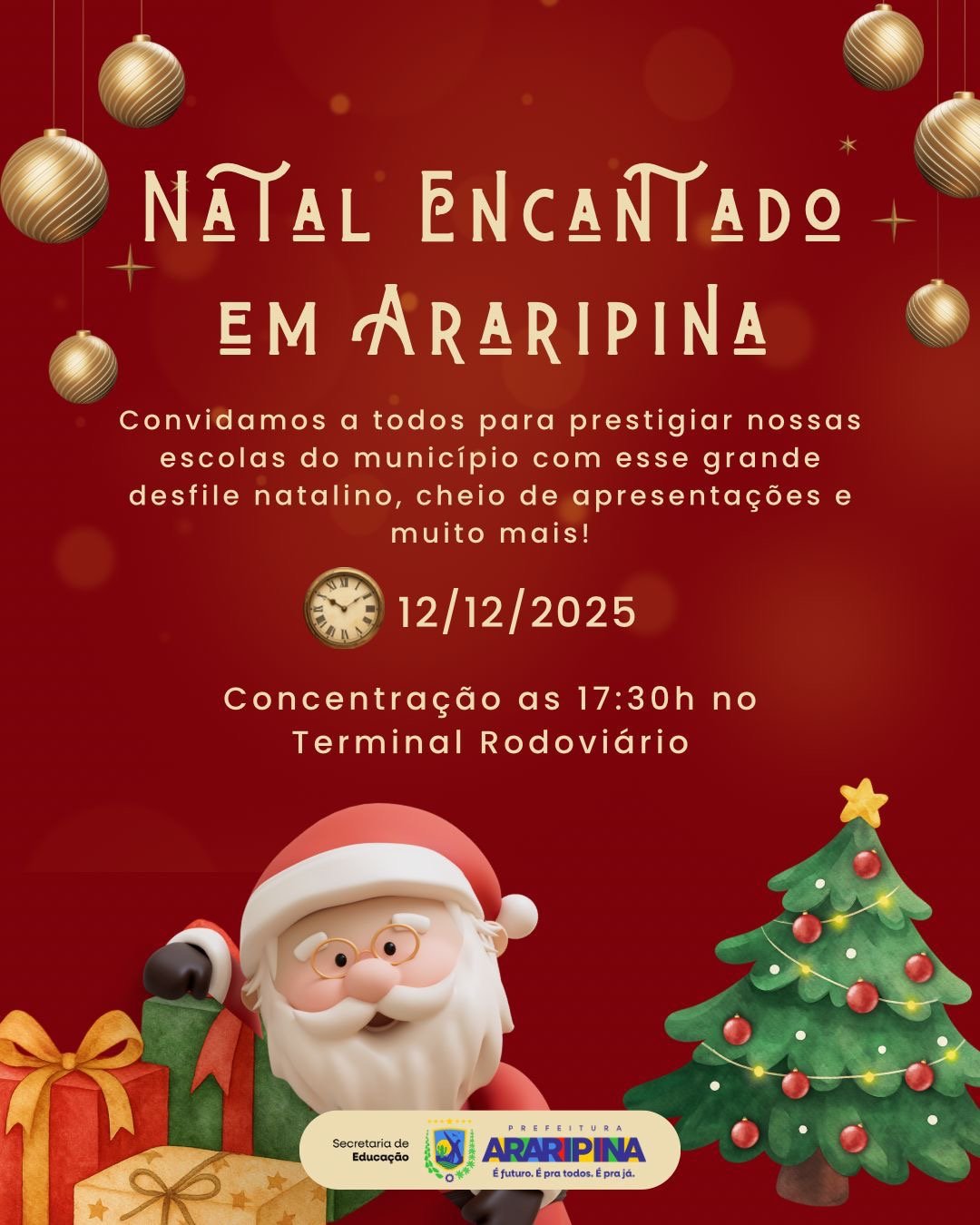 ARARIPINA REALIZA PRIMEIRA EDIÇÃO DO “NATAL ENCANTADO” COM DESFILE E PROGRAMAÇÃO ESPECIAL
