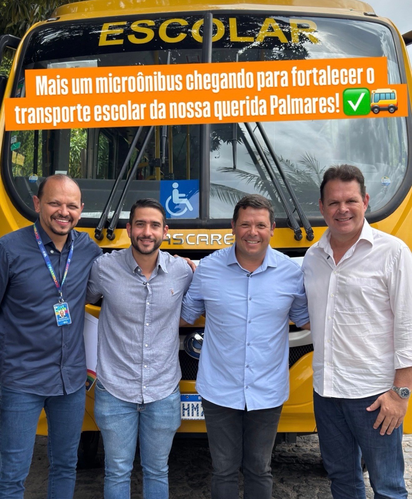 Palmares recebe oitavo ônibus escolar do Governo do Estado para reforçar a educação