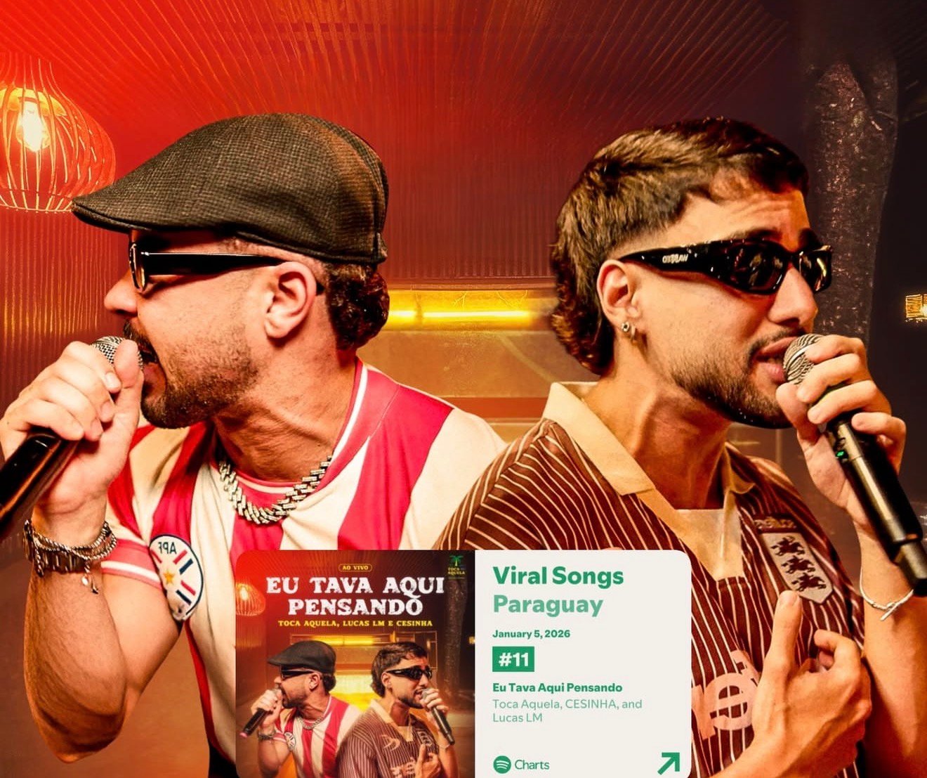 “Eu Tava Aqui Pensando” ultrapassa 2 milhões de plays no Spotify e consagra sucesso de Cesinha EL Patron e Lucas LM