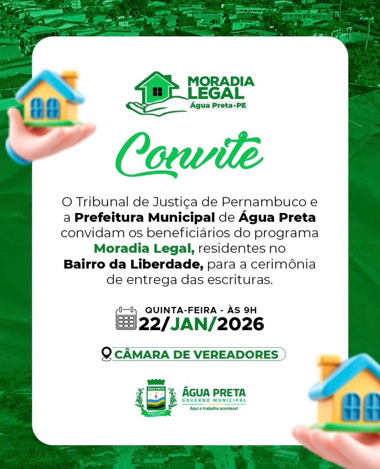 Prefeito Miruca e Tribunal de Justiça entregam escrituras a moradores do Bairro da Liberdade em Água Preta dia (22).