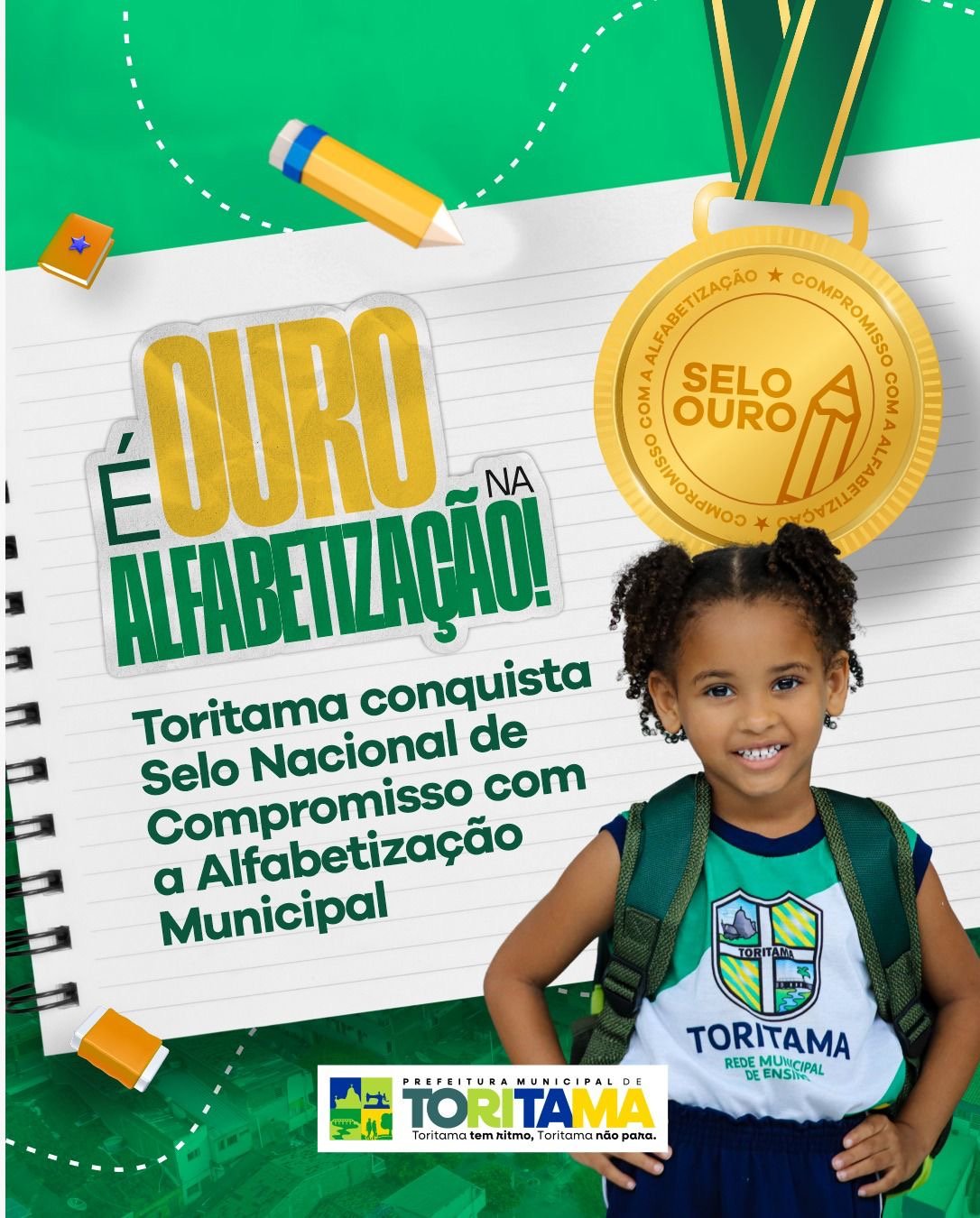 Toritama conquista Selo Ouro do MEC em compromisso com a alfabetização