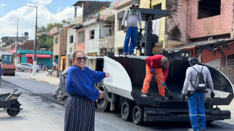 Dona Graça acompanha início de intervenções asfálticas em Catende.