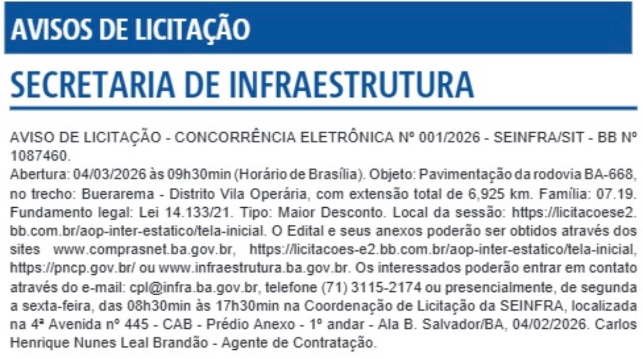 Litoral Sul baiano será beneficiado com a pavimentação da BA-668, em Buerarema