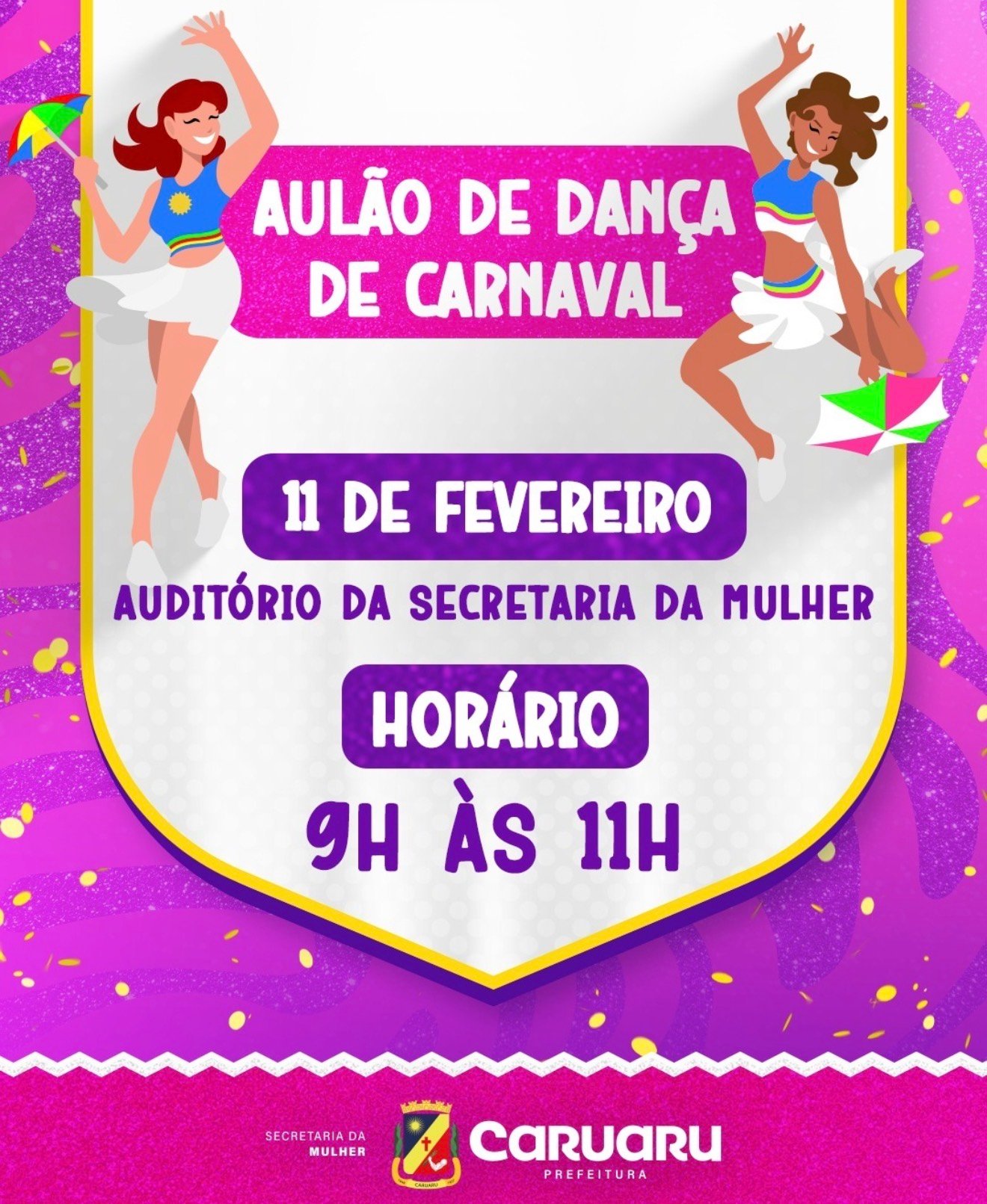 Ritmo, alegria e movimento: Secretária da Mulher de Caruaru realiza aulão de Carnaval aberto ao público