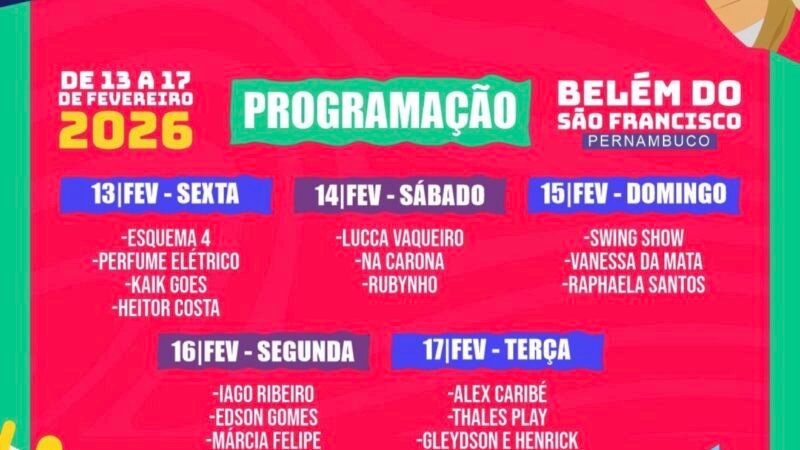 Carnaval 2026 de Belém do São Francisco: A “Folia de Zé Pereira e Vitalina”