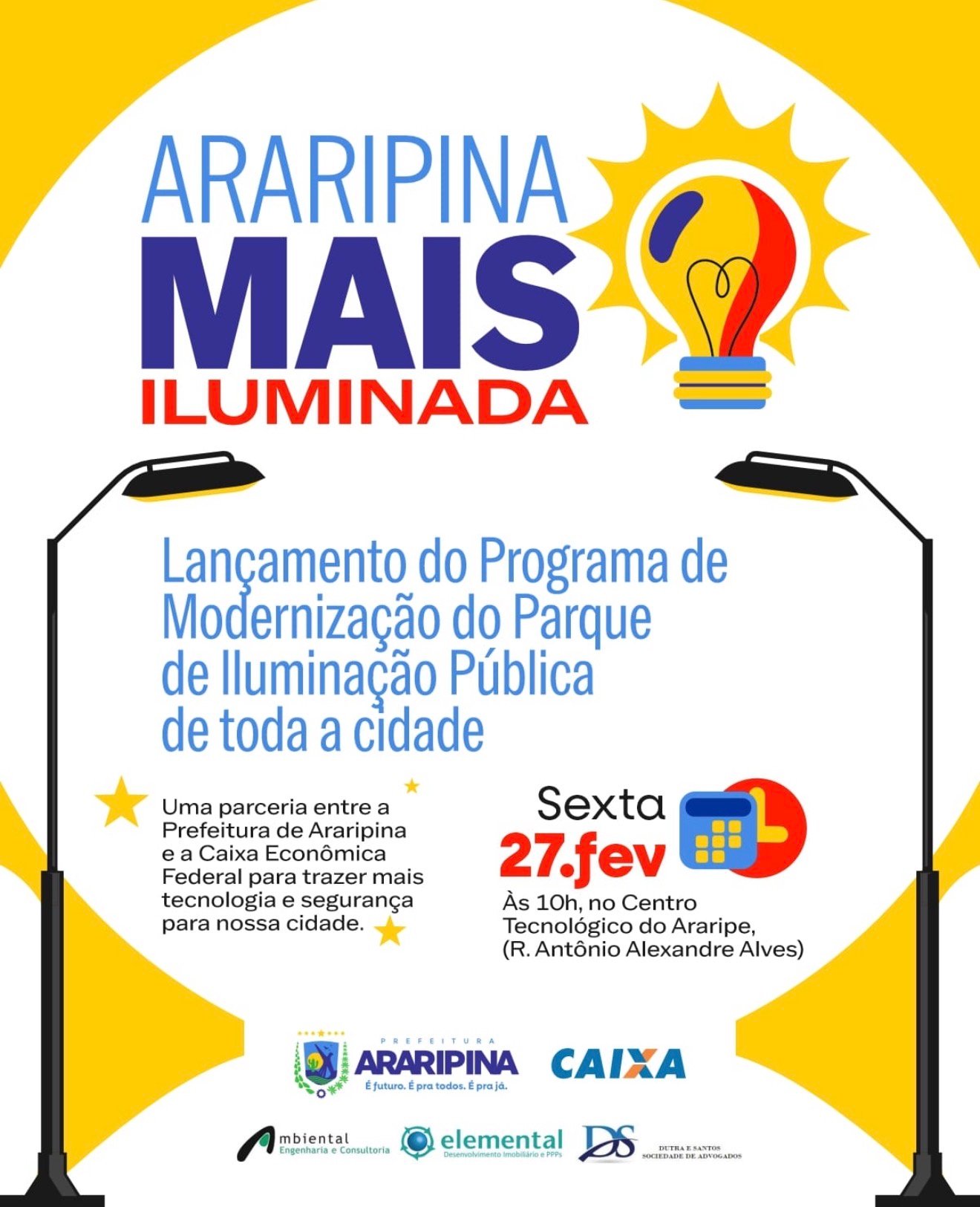 Prefeitura de Araripina que marca início de partida do projeto para modernização da iluminação pública