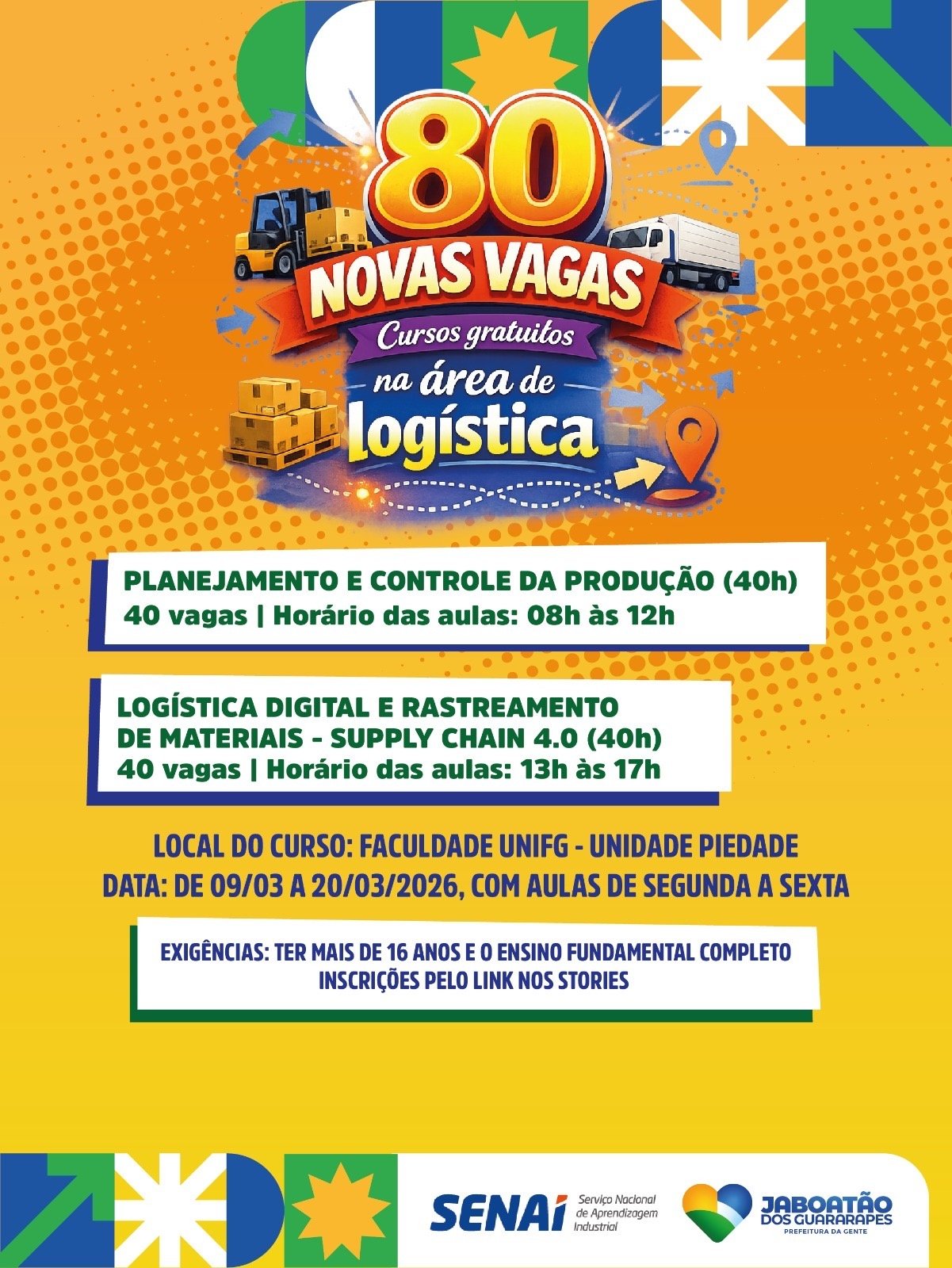 Prefeitura do Jaboatão abre 80 novas vagas para cursos na área de logística 