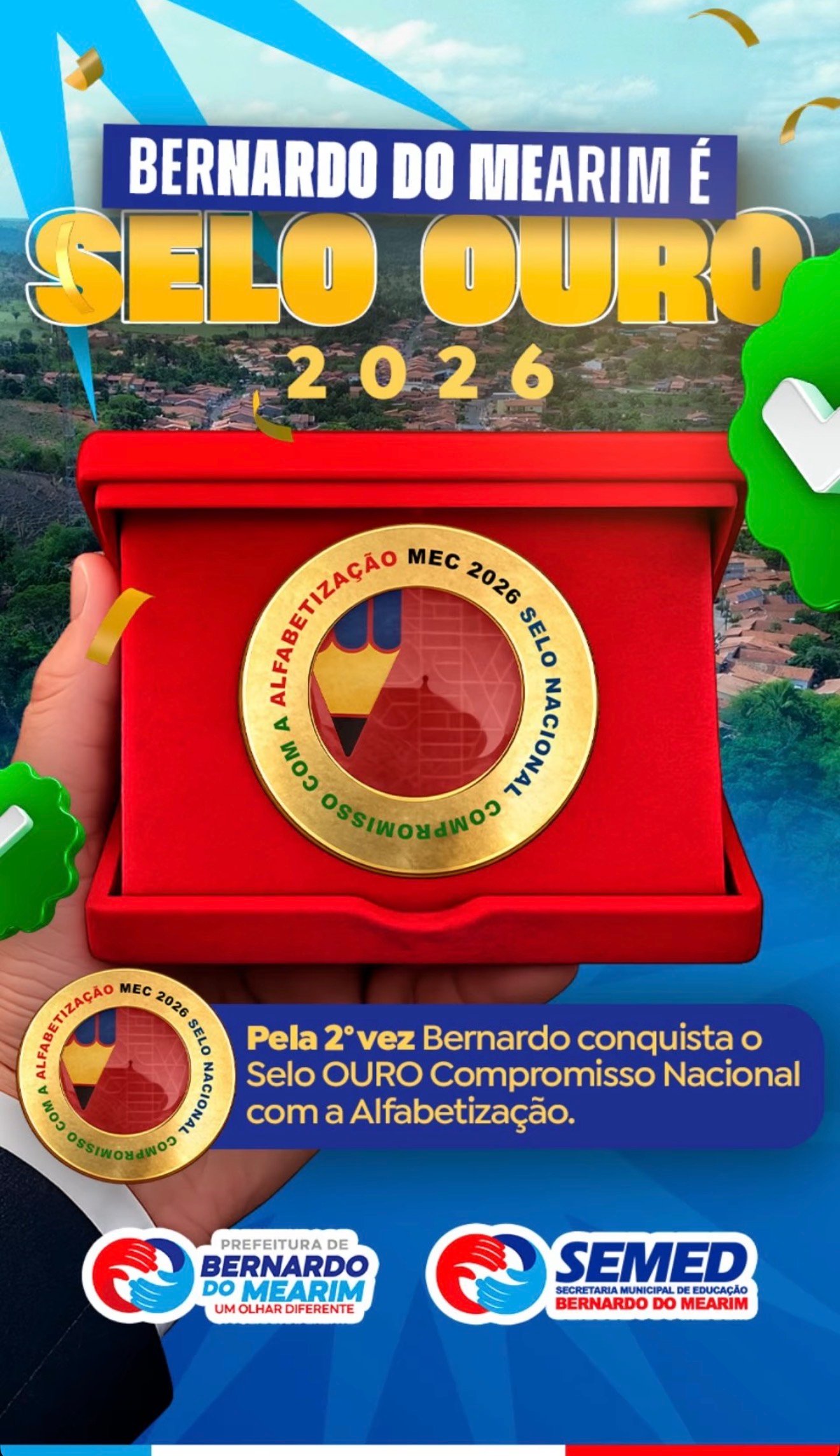 Bernardo do Mearim conquista Selo Ouro 2026 do Compromisso Nacional com a Alfabetização pela segunda vez