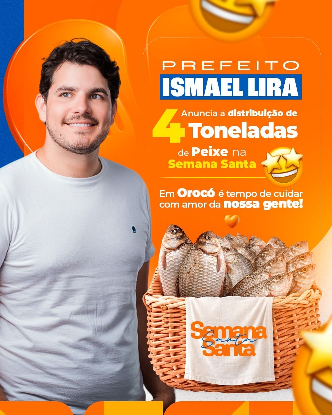 Prefeito Ismael Lira garante distribuição de peixe na Semana Santa e reforça combate à fome em Orocó