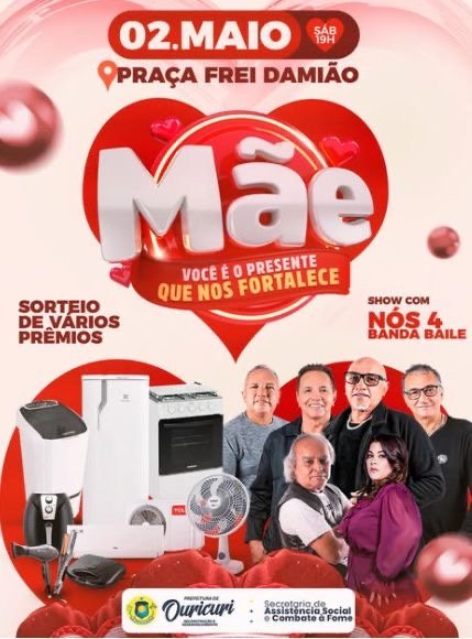 Prefeitura de Ouricuri prepara noite de sorteios e homenagens às mães no próximo sábado