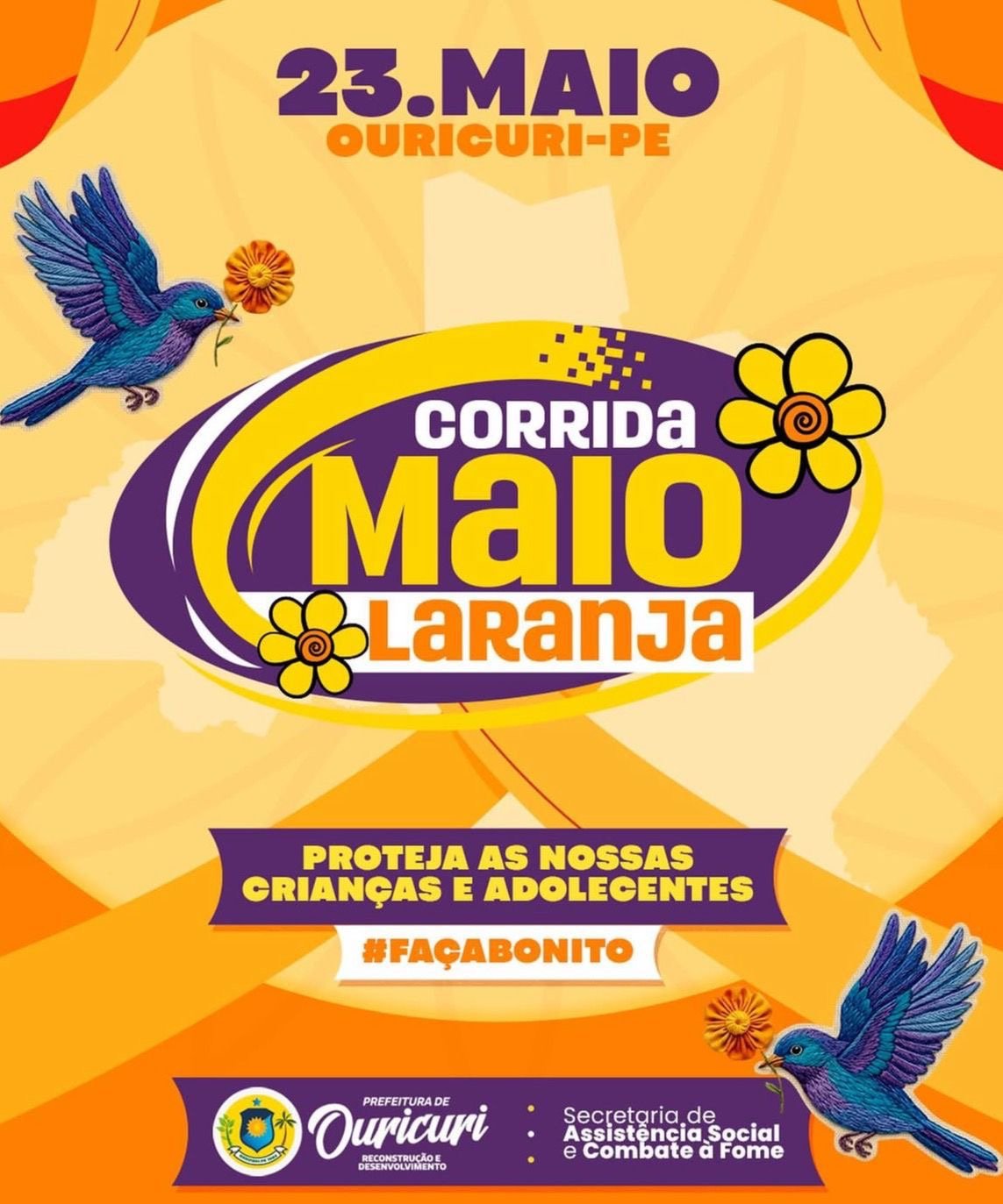 Corrida Maio Laranja mobiliza Ouricuri em defesa de crianças e adolescentes