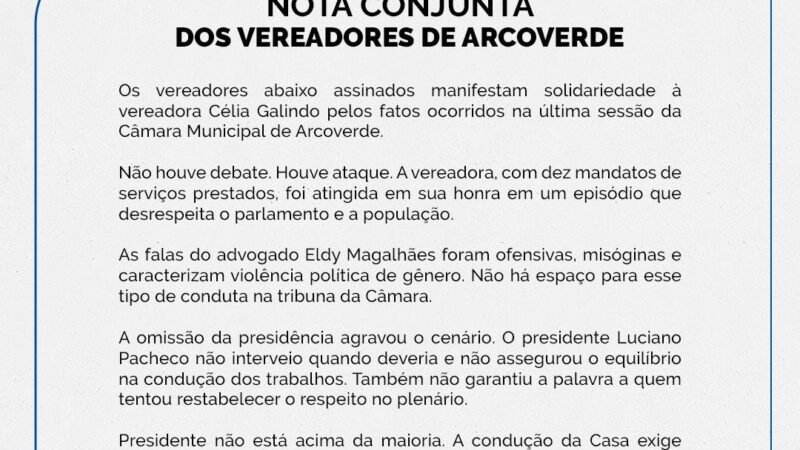 VEREADORES REAGEM AO CAOS NA CÂMARA DE ARCOVERDE E APONTAM OMISSÃO DA PRESIDÊNCIA EM ATAQUES NA TRIBUNA
